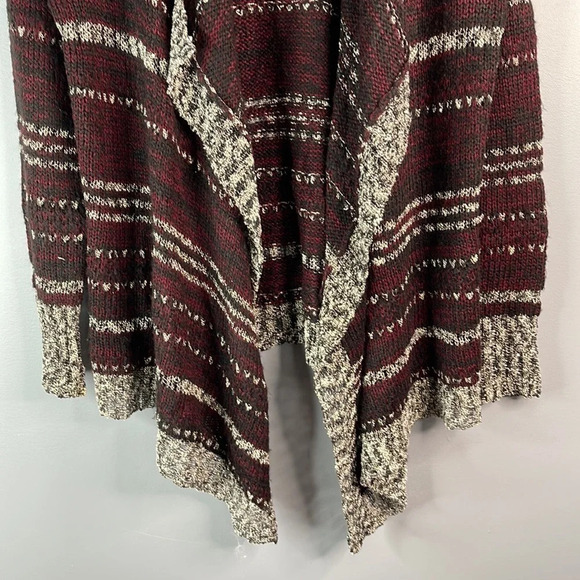 ROMEO & JULIET Open Cardigan Burgundy Grey White Mix Draped Knit Bohemian Size M - Picture 4 of 10